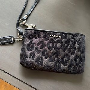 Coach mini wristlet, leopard print!